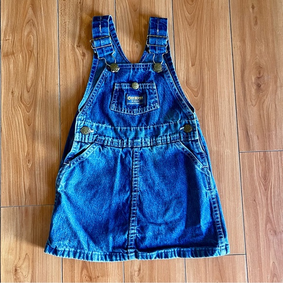 Vintage Girls Oshkosh Denim Skirt Overalls Toddler Size 4T Made In USA - Picture 1 of 5